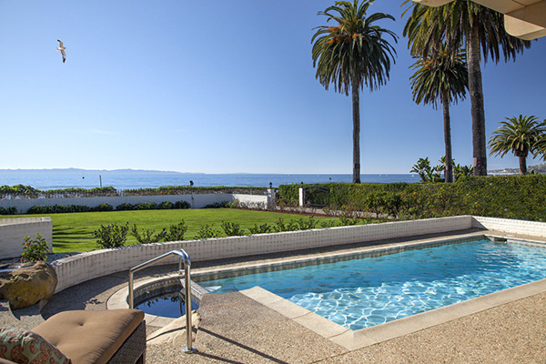 1154 Channel Drive ocean side pool, an oceanfront home in Montecito steps from the Four Seasons Santa Barbara Biltmore Hotel