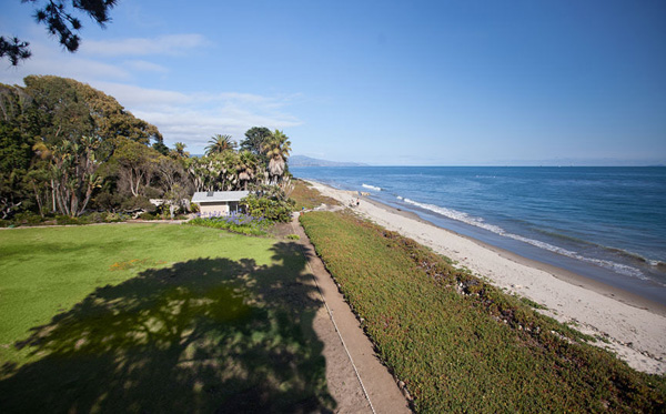 1685 Fernald Point Lane view down coast, a Montecito beachfront home
